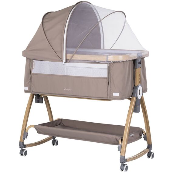 Patut co-sleeper Chipolino Charisma cu laterala culisanta latte wood, Culoare: Crem, Dimensiuni: 80x50  - ExclusivMAG.ro