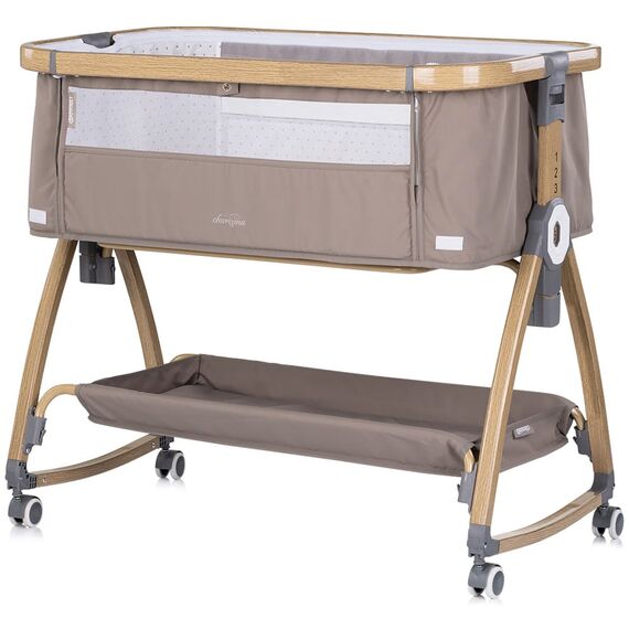 Patut co-sleeper Chipolino Charisma cu laterala culisanta latte wood, Culoare: Crem, Dimensiuni: 80x50 - poza 2 - ExclusivMAG.ro