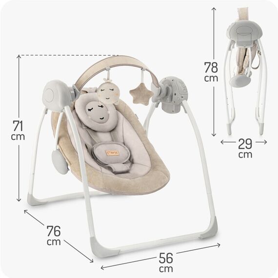 Leagan Electric pentru Bebeluşi MoMi Liss - Beige, Culoare: Bej - poza 3 - ExclusivMAG.ro