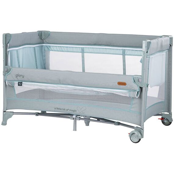 Patut pliabil Chipolino Glory cu laterala culisanta basil, Culoare: Verde, Dimensiuni: 120x60  - ExclusivMAG.ro