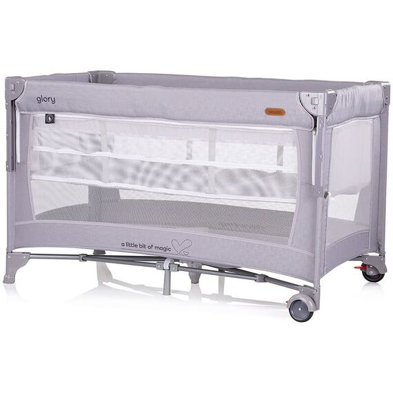 Patut pliabil Chipolino Glory cu laterala culisanta cloud, Culoare: Gri, Dimensiuni: 120x60 - poza 2 - ExclusivMAG.ro