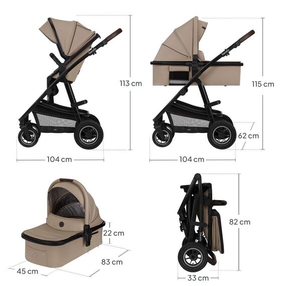 Carucior 3 in 1 Lionelo Amber - Bej, Culoare: Bej, Model: 3 in 1 - poza 11 - ExclusivMAG.ro