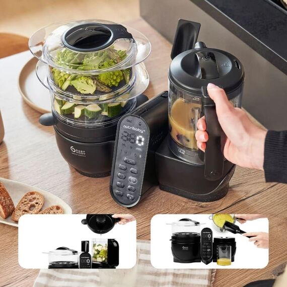 Robot multifunctional 5 in 1 Babymoov Nutribaby (+) XL, Mineral Black - poza 8 - ExclusivMAG.ro