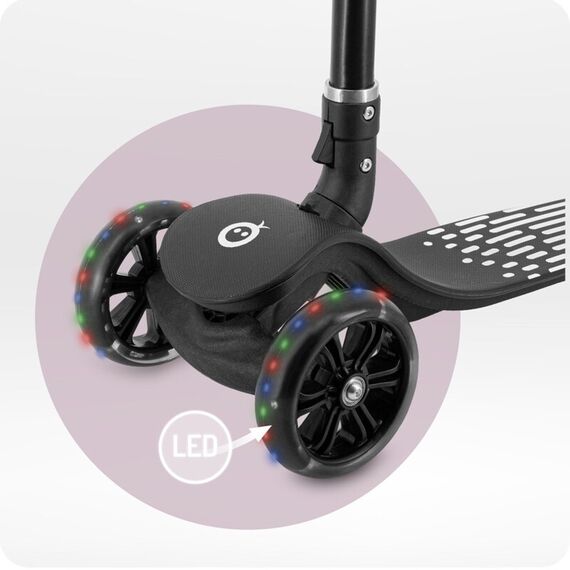 Trotineta pliabila cu roti LED pentru copii, 3 Ani+, MoMi San - Negru, Culoare: Negru - poza 6 - ExclusivMAG.ro