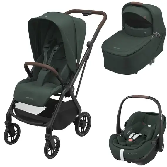Sistem 3 in 1 Maxi-Cosi Leona2 Twillic Green, Culoare: Verde inchis, Model: 3 in 1  - ExclusivMAG.ro