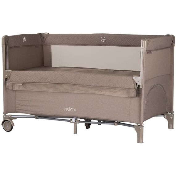 Patut pliabil Chipolino Relax tiramisu linen cu laterala culisanta, Culoare: Crem, Dimensiuni: 120x60  - ExclusivMAG.ro