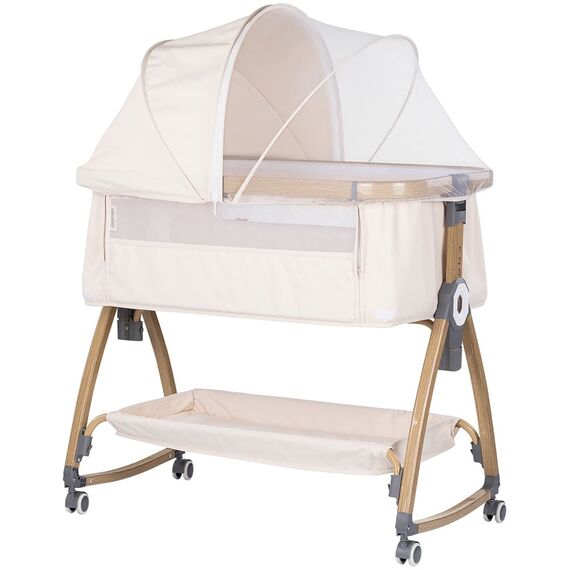 Patut co-sleeper Chipolino Charisma cu laterala culisanta cashmere wood, Culoare: Bej, Dimensiuni: 80x50  - ExclusivMAG.ro