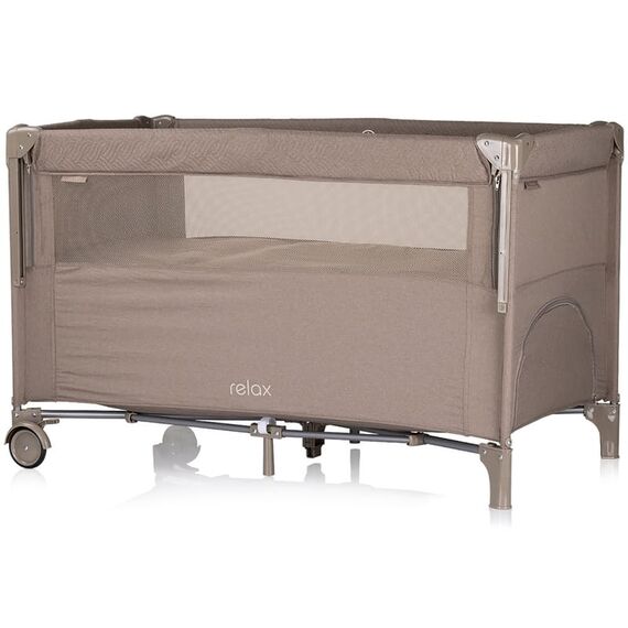 Patut pliabil Chipolino Relax tiramisu linen cu laterala culisanta, Culoare: Crem, Dimensiuni: 120x60 - poza 2 - ExclusivMAG.ro