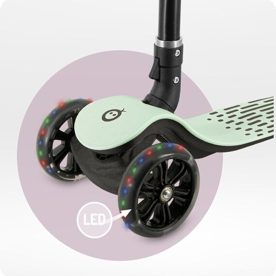 Trotineta pliabila cu roti LED pentru copii, 3 Ani+, MoMi San - Verde, Culoare: Verde - poza 6 - ExclusivMAG.ro