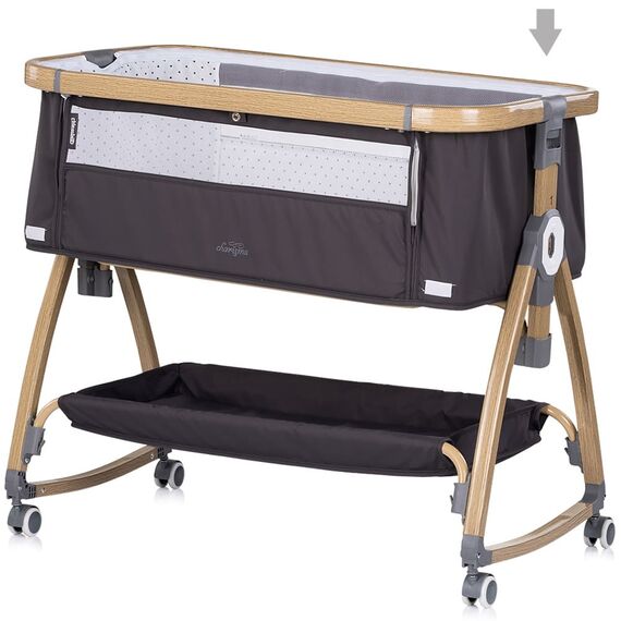 Patut co-sleeper Chipolino Charisma cu laterala culisanta charcoal wood, Culoare: Negru, Dimensiuni: 80x50 - poza 5 - ExclusivMAG.ro