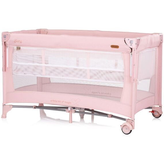 Patut pliabil Chipolino Glory cu laterala culisanta pink marshmallow, Culoare: Roz, Dimensiuni: 120x60 - poza 2 - ExclusivMAG.ro