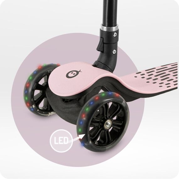 Trotineta pliabila cu roti LED pentru copii, 3 Ani+, MoMi San - Roz, Culoare: Roz - poza 6 - ExclusivMAG.ro
