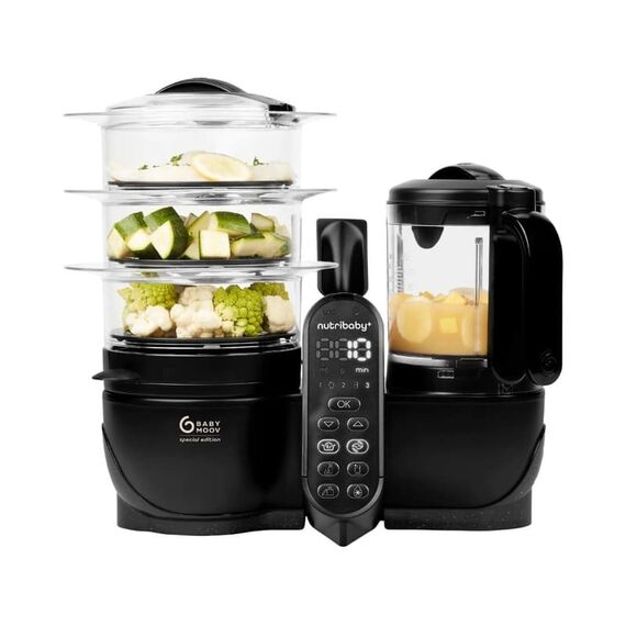 Robot multifunctional 5 in 1 Babymoov Nutribaby (+) XL, Mineral Black  - ExclusivMAG.ro
