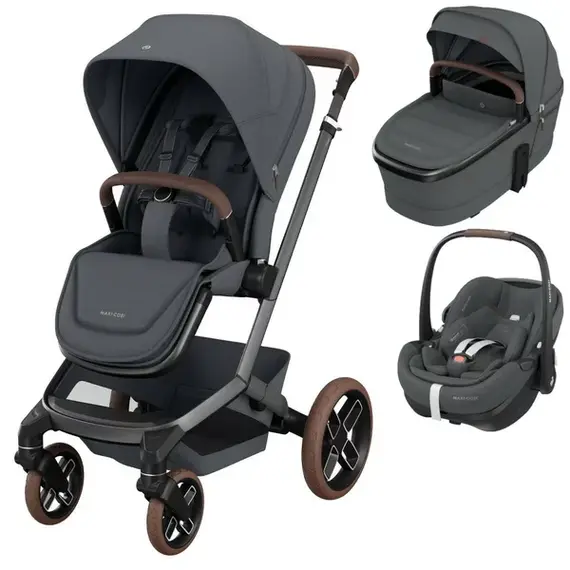Sistem 3 in 1 Maxi-Cosi FAME Twillic Graphite, Culoare: Gri, Model: 3 in 1  - ExclusivMAG.ro