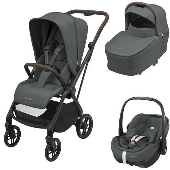 Sistem 3 in 1 Maxi-Cosi Leona2 Twillic Graphite, Culoare: Gri, Model: 3 in 1  - ExclusivMAG.ro