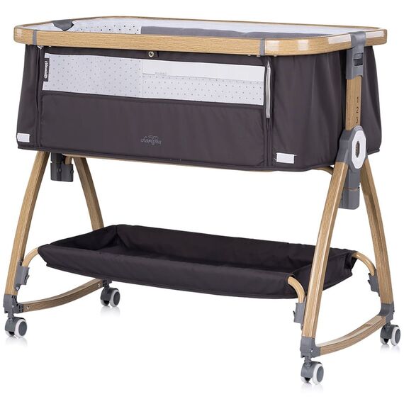 Patut co-sleeper Chipolino Charisma cu laterala culisanta charcoal wood, Culoare: Negru, Dimensiuni: 80x50 - poza 2 - ExclusivMAG.ro