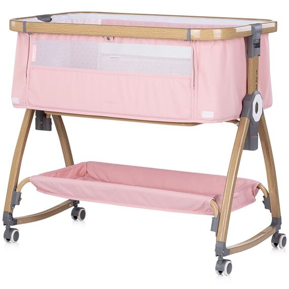 Patut co-sleeper Chipolino Charisma cu laterala culisanta powder pink wood, Culoare: Roz, Dimensiuni: 80x50 - poza 2 - ExclusivMAG.ro