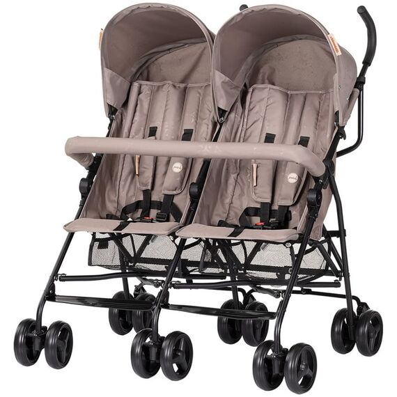 Carucior gemeni Chipolino Double Point tiramisu, Culoare: Crem, Model: gemeni  - ExclusivMAG.ro