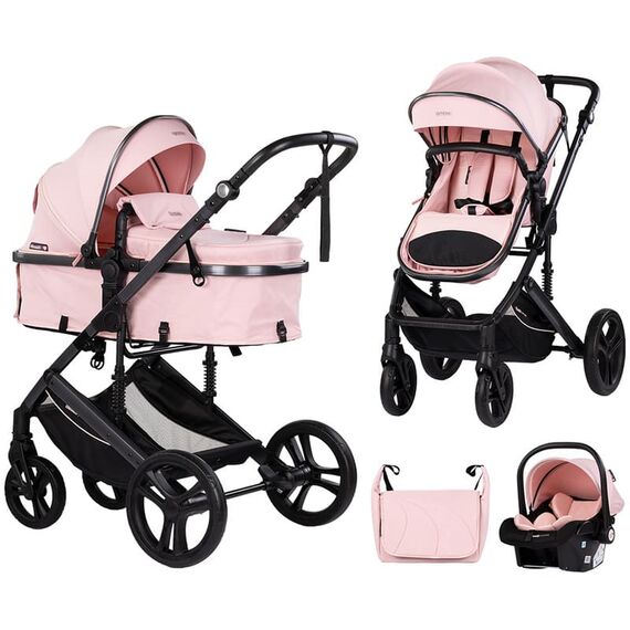 Carucior Chipolino Amore 3 in 1 powder pink, Culoare: Roz, Model: 3 in 1  - ExclusivMAG.ro