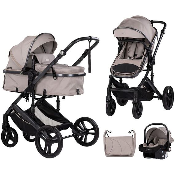 Carucior Chipolino Amore 3 in 1 latte, Culoare: Crem, Model: 3 in 1  - ExclusivMAG.ro