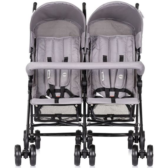 Carucior gemeni Chipolino Double Point cloud, Culoare: Gri deschis, Model: gemeni - poza 2 - ExclusivMAG.ro