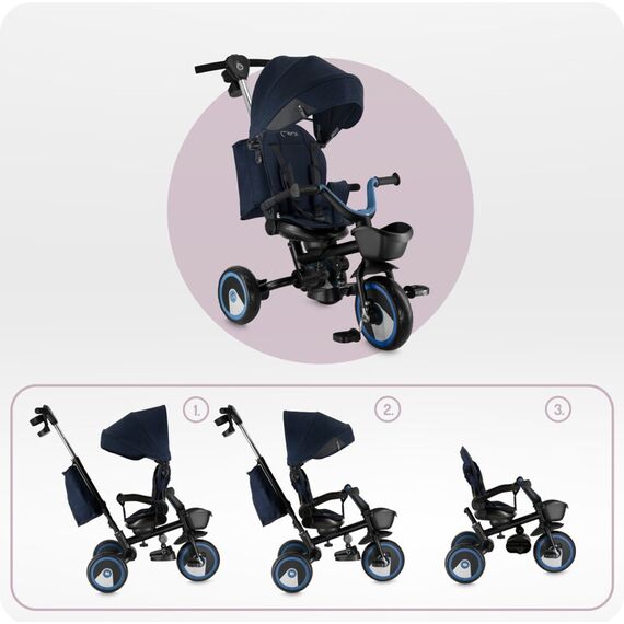 Tricicleta Multifunctionala 3 in 1 cu scaun reversibil, Momi ivi - Navy Blue, Culoare: Albastru - poza 6 - ExclusivMAG.ro