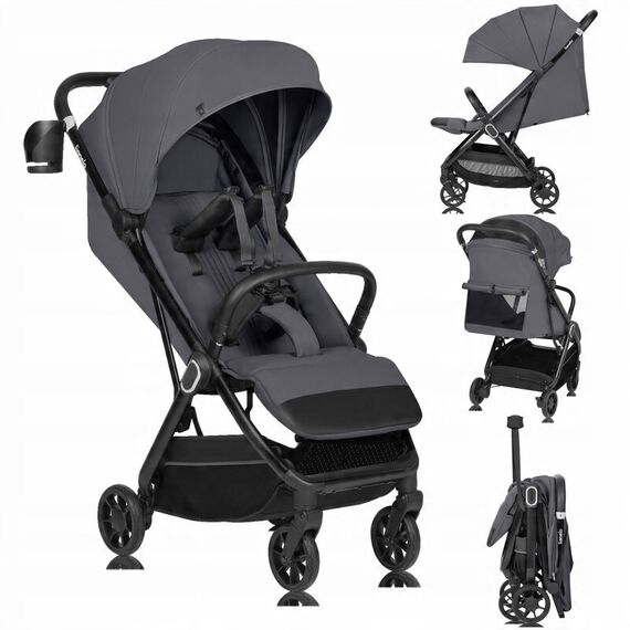 Carucior sport, Lionelo, Bess, Pana la 22 kg, 6 luni+, Gri, Culoare: Gri, Model: sport - poza 2 - ExclusivMAG.ro