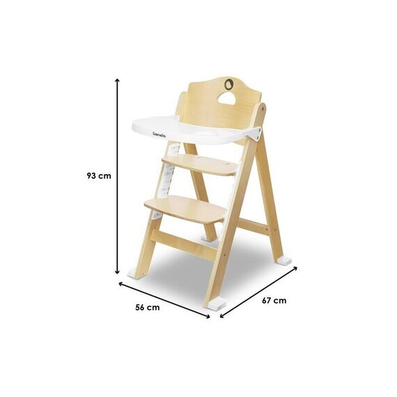 Scaun de masa, Lionelo, Floris, 3 in 1, Din Lemn, Sustine 40 kg, Bej, Culoare: Bej - poza 9 - ExclusivMAG.ro