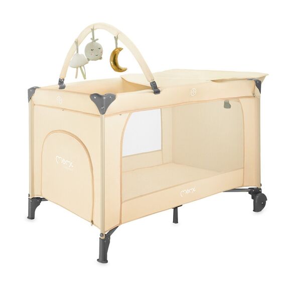 Patut pliabil cu doua nivele si masuta de infasat, 60x120 cm, Momi, Belove Plus -Beige, Culoare: Bej, Dimensiuni: 120x60 - poza 2 - ExclusivMAG.ro