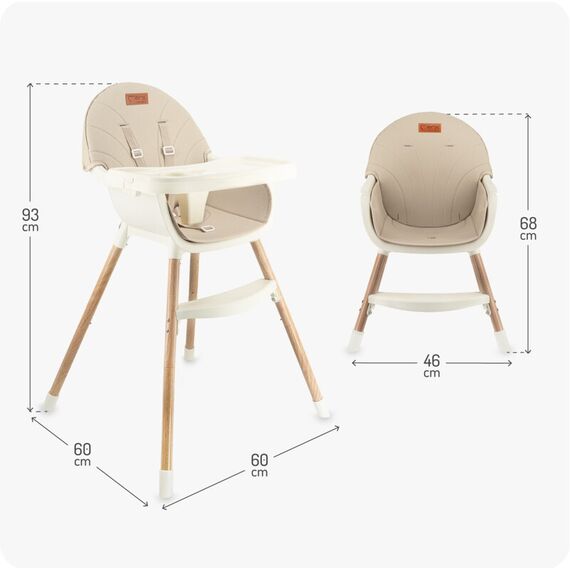 Scaun de masa copii Momi Reki, Piele ecologica, Beige, Culoare: Bej - poza 6 - ExclusivMAG.ro