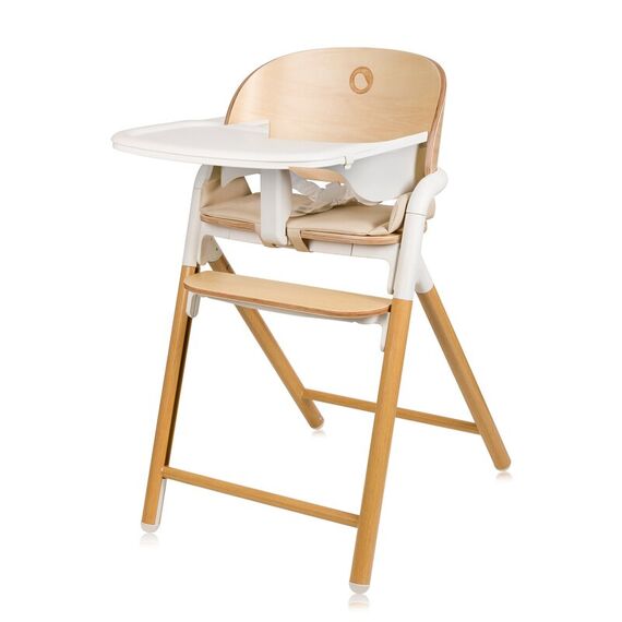 Scaun de masa multifunctional Celia, Lionelo, Din lemn de fag, 6 luni- adult, Alb/Natural, Culoare: Natur  - ExclusivMAG.ro