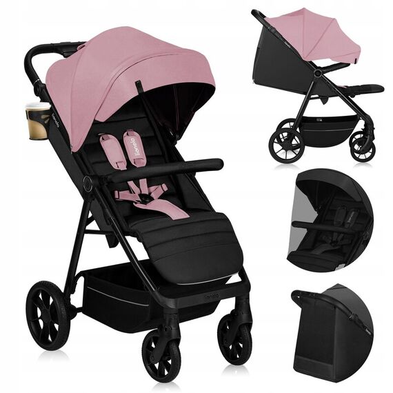 Carucior sport, Lionelo, Mira, Pana la 22 kg, 6 luni+, Roz, Culoare: Roz, Model: sport - poza 2 - ExclusivMAG.ro