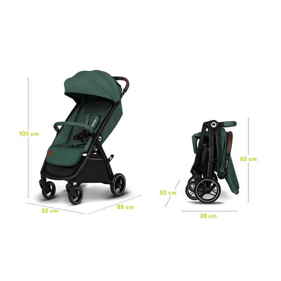 Carucior sport, Lionelo, Ingrid, Pana la 22 Kg, 6 luni+, Verde, Culoare: Verde inchis, Model: sport - poza 8 - ExclusivMAG.ro