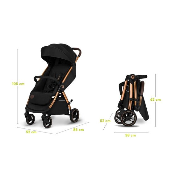 Carucior sport, Lionelo, Ingrid, Pana la 22 Kg, 6 luni+, Negru, Culoare: Negru/Auriu, Model: sport - poza 8 - ExclusivMAG.ro