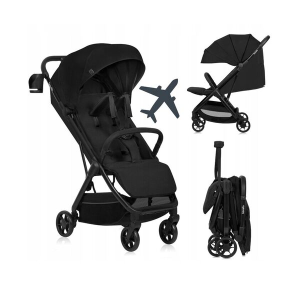 Carucior sport, Lionelo, Julie Air, Pana la 22 kg, 6 luni+, Negu Onyx, Culoare: Negru, Model: sport - poza 2 - ExclusivMAG.ro