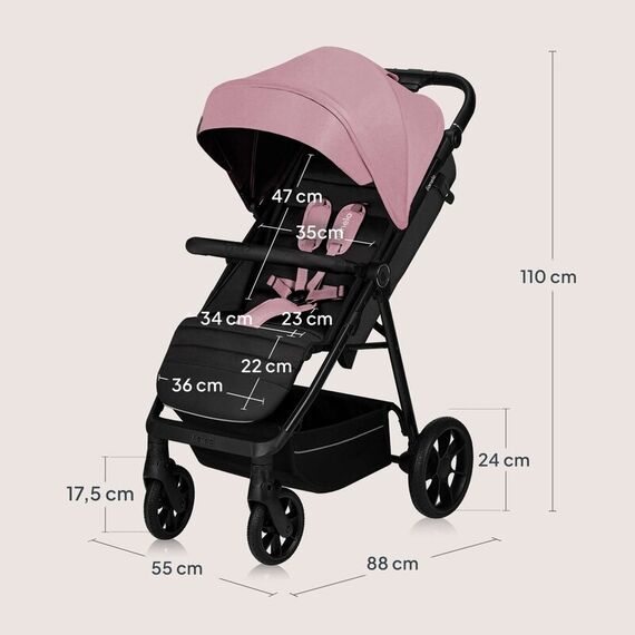 Carucior sport, Lionelo, Mira, Pana la 22 kg, 6 luni+, Roz, Culoare: Roz, Model: sport - poza 4 - ExclusivMAG.ro