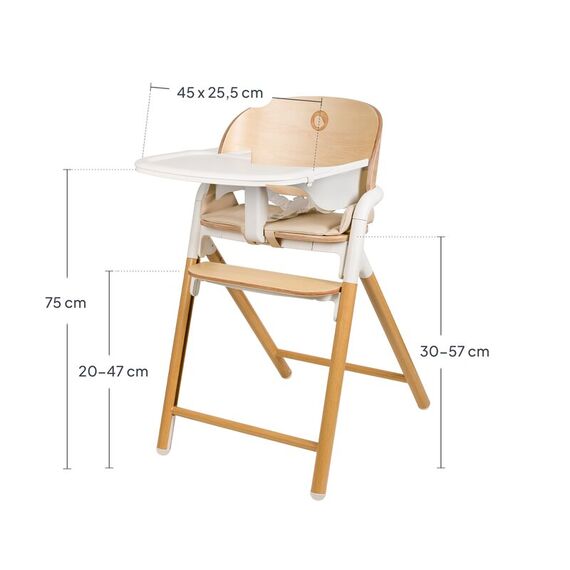 Scaun de masa multifunctional Celia, Lionelo, Din lemn de fag, 6 luni- adult, Alb/Natural, Culoare: Natur - poza 8 - ExclusivMAG.ro