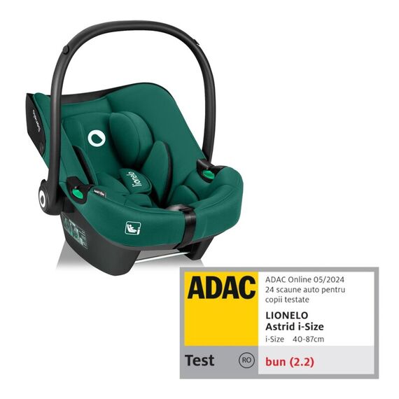 Scoică auto Lionelo Astrid i-Size - Verde, Culoare: Verde inchis, Grupa: 0-13kg (0 luni - 12 luni)  - ExclusivMAG.ro