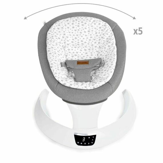 Balansoar electric, Jane, Moon, Cu 5 trepte de viteza, Timer, 12 melodii si 5 sunete ale naturii, Star, Culoare: Alb/Gri - poza 4 - ExclusivMAG.ro