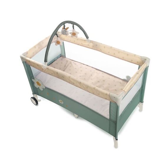 Patut pliant, Jane, Duo Level, Cu roti, Cu arcada cu jucarii, Geanta de transport, Cu doua nivele, Botanic, Culoare: Verde inchis, Dimensiuni: 120x60 - poza 2 - ExclusivMAG.ro