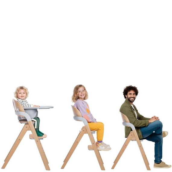Scaun de masa multifunctional pliabil, Jane, Forest, De la 6 luni la adult, Din lemn fag, Greutate maxima 100 Kg, Mist, Culoare: Gri - poza 6 - ExclusivMAG.ro
