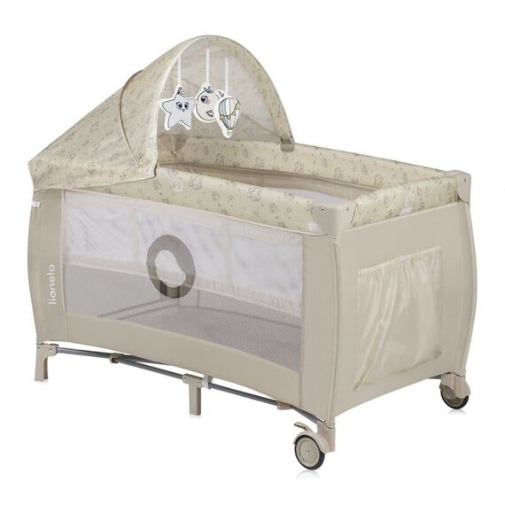 Patut pliant, Lionelo, Sven Plus, 120x60 cm, Cu doua nivele, Bej Latte, Culoare: Crem, Dimensiuni: 120x60 - poza 4 - ExclusivMAG.ro