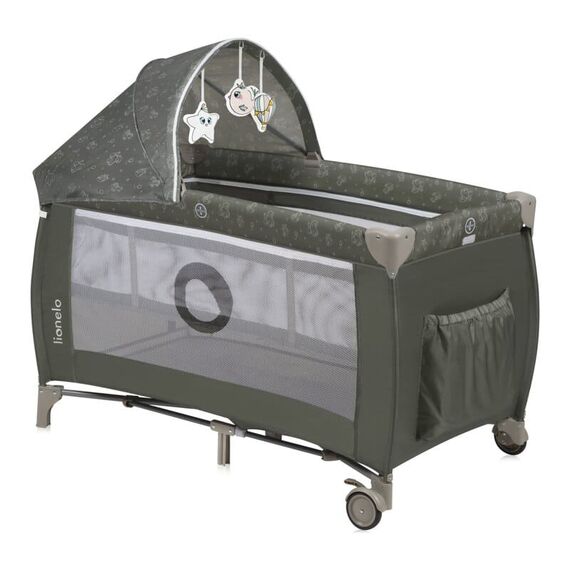 Patut pliant, Lionelo, Sven Plus, 120x60 cm, Cu doua nivele, Bej Olive, Culoare: Verde inchis, Dimensiuni: 120x60 - poza 3 - ExclusivMAG.ro