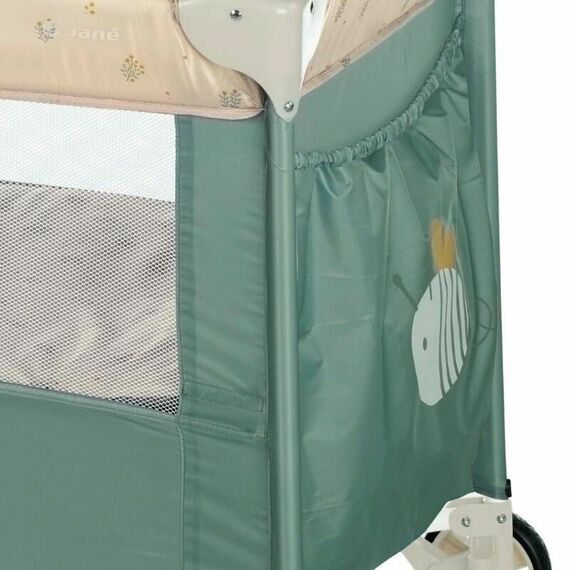 Patut pliant, Jane, Duo Level, Cu roti, Cu arcada cu jucarii, Geanta de transport, Cu doua nivele, Botanic, Culoare: Verde inchis, Dimensiuni: 120x60 - poza 3 - ExclusivMAG.ro