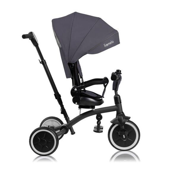 Tricicleta copii, Lionelo, Tris Plus, Pana la 25 kg, Scaun reversibil, Rotire 360 grade, Conform cu EN71, 9 luni-5 ani, Gri, Culoare: Gri - poza 4 - ExclusivMAG.ro