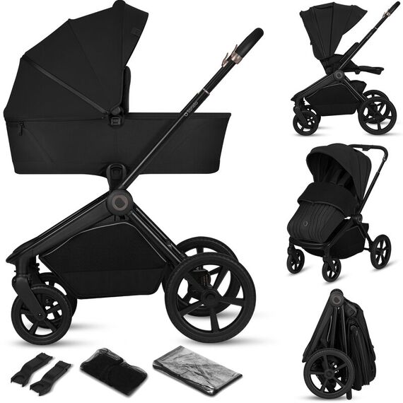 Carucior 2 in 1, Lionelo, Freya, Landou si salteluta ventilate, pana la 22 kg, 0luni+, Negru, Culoare: Negru, Model: 2 in 1  - ExclusivMAG.ro