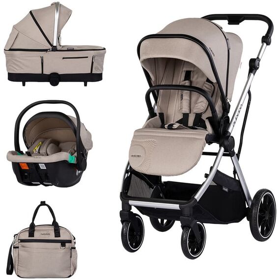 Carucior Chipolino Aurora 3 in 1 latte, Culoare: Crem, Model: 3 in 1  - ExclusivMAG.ro