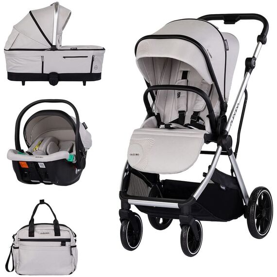 Carucior Chipolino Aurora 3 in 1 platinum, Culoare: Gri deschis, Model: 3 in 1  - ExclusivMAG.ro