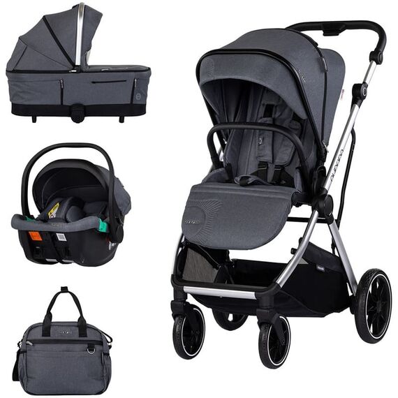 Carucior Chipolino Aurora 3 in 1 charcoal, Culoare: Gri, Model: 3 in 1  - ExclusivMAG.ro