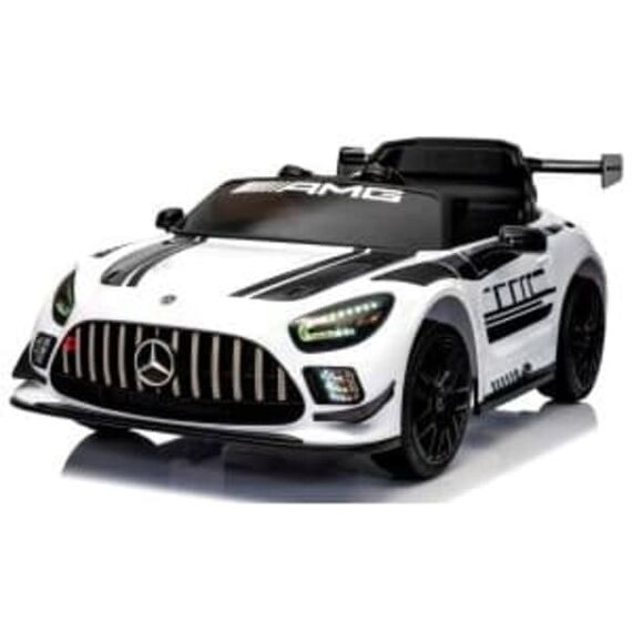 Masinuta electrica cu telecomanda MERCEDES GT3 EVO, varsta 1-5 ani, putere 90W - Alb, Culoare: Alb, Capacitate acumulator: 12V  - ExclusivMAG.ro